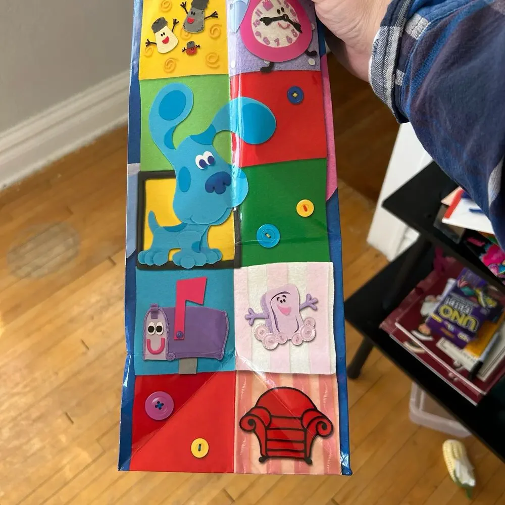 Y2K Blues Clues Birthday Gift Bag Magenta Periwinkle Nostalgia Thinking Chair
